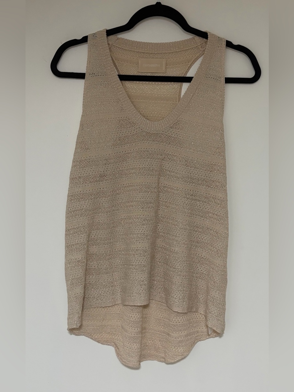 Zadig & Voltaire Women’s Cream Tan Sleeveless Pointelle Sweater Size Small